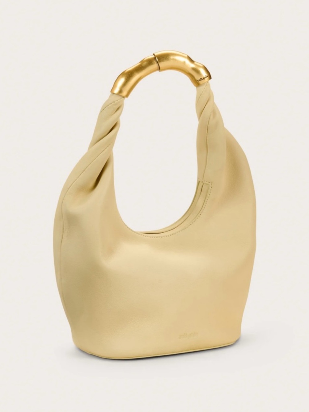 Cult Gaia Meerah Top Handle Bag Sculptural Gold Handle Butter Yellow Leather OS - Picture 5 of 13